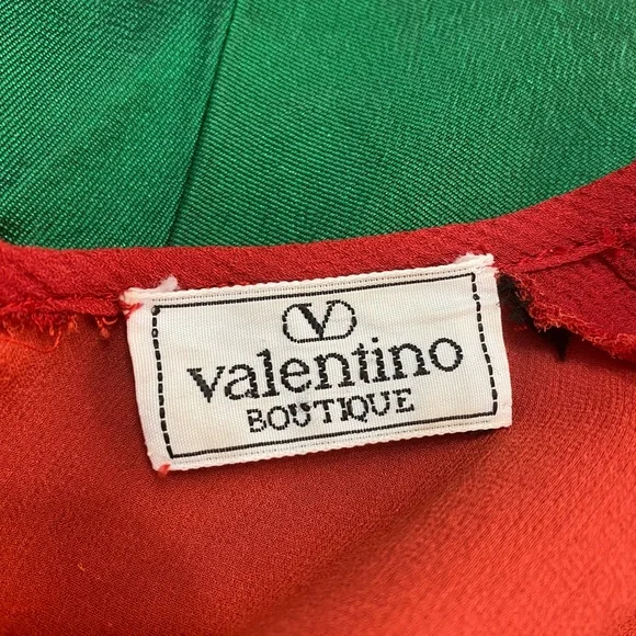 Vintage 1988 Runway Valentino Boutique Rare Red Green Cupid Gown XS/S - Picture 8 of 17